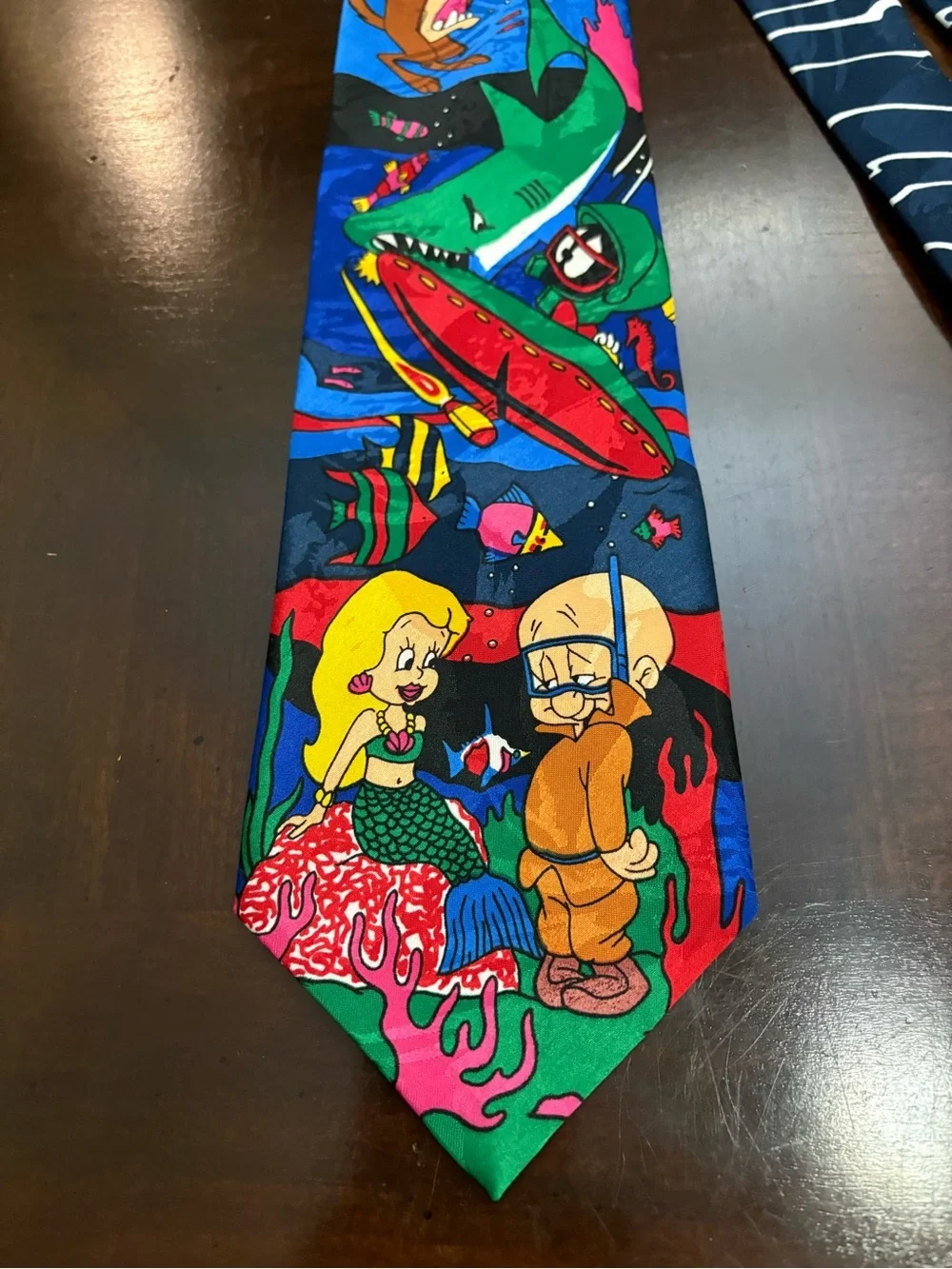 Elmer Fudd Marvin Tax Bugs Sea Life Looney Tunes Mania Tie 1993 100% Polyester